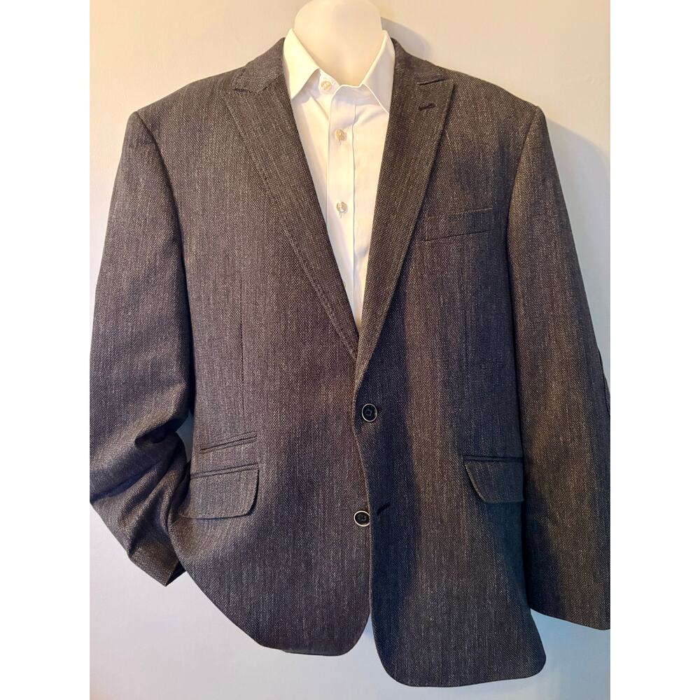 Joseph Abboud Sport Coat Mens 46 L Blk Gray Tessuti di Sondrio Italian Fabric